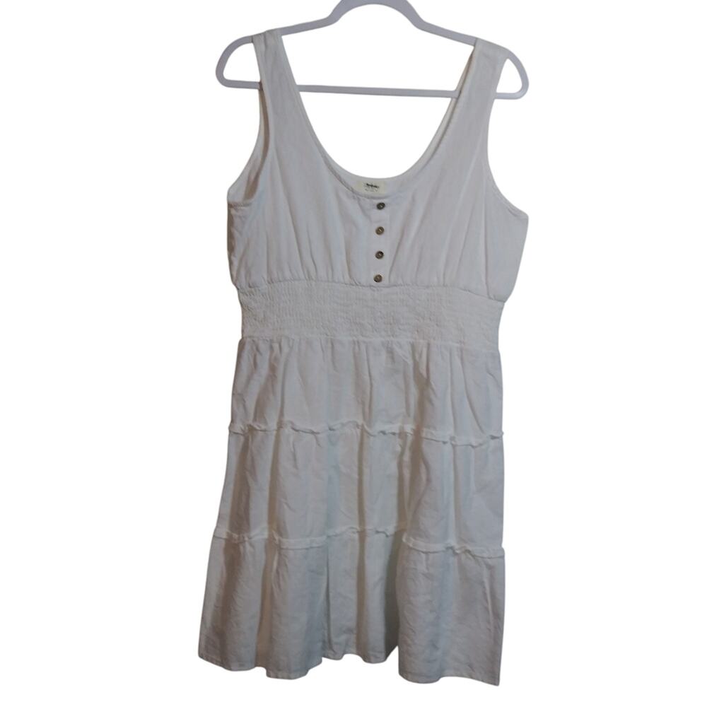 Jolie and Joy White Cotton Natural Boho Tiered Smocked Sun Dress Size 1X